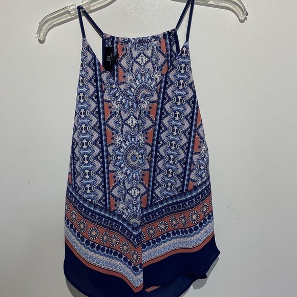 I.N. San Francisco Women's Multicolor Crepe Stripe Scarf Tank Top Medium NWT - Picture 1 of 8